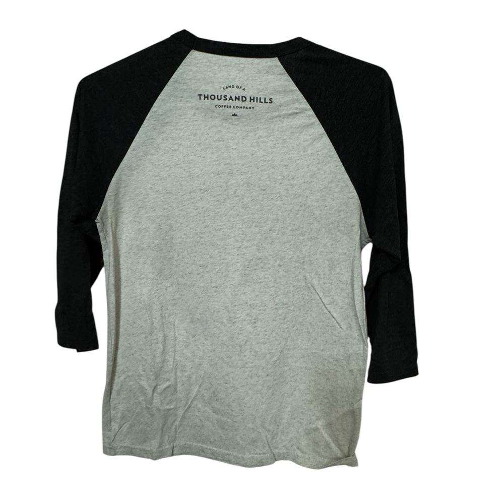 Thousand Hills Drink Coffee Do Good Retro Gray Baseball T-Shirt Women’s M - Picture 2 of 3
